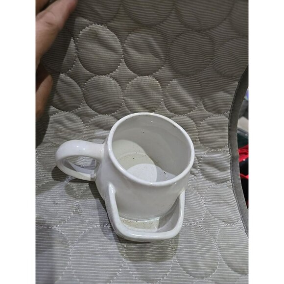 Coffee Tea Cup Mug Biscotti Tea Bag Holder Pocket White Floral Taiwan Vintage - Picture 7 of 9